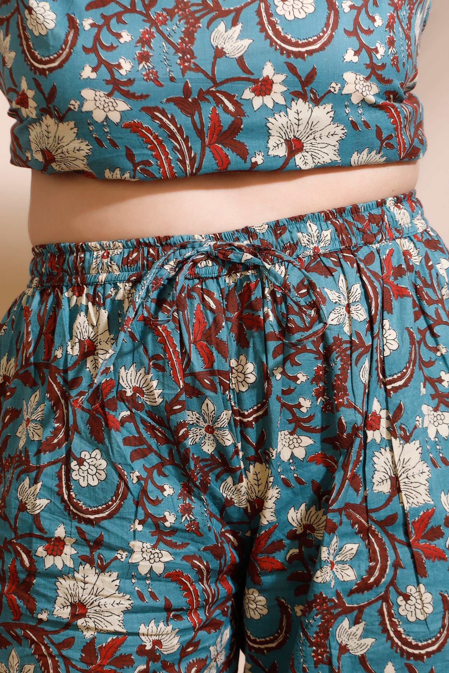 Blue Kalamkari Floral Cotton Co-ord Set