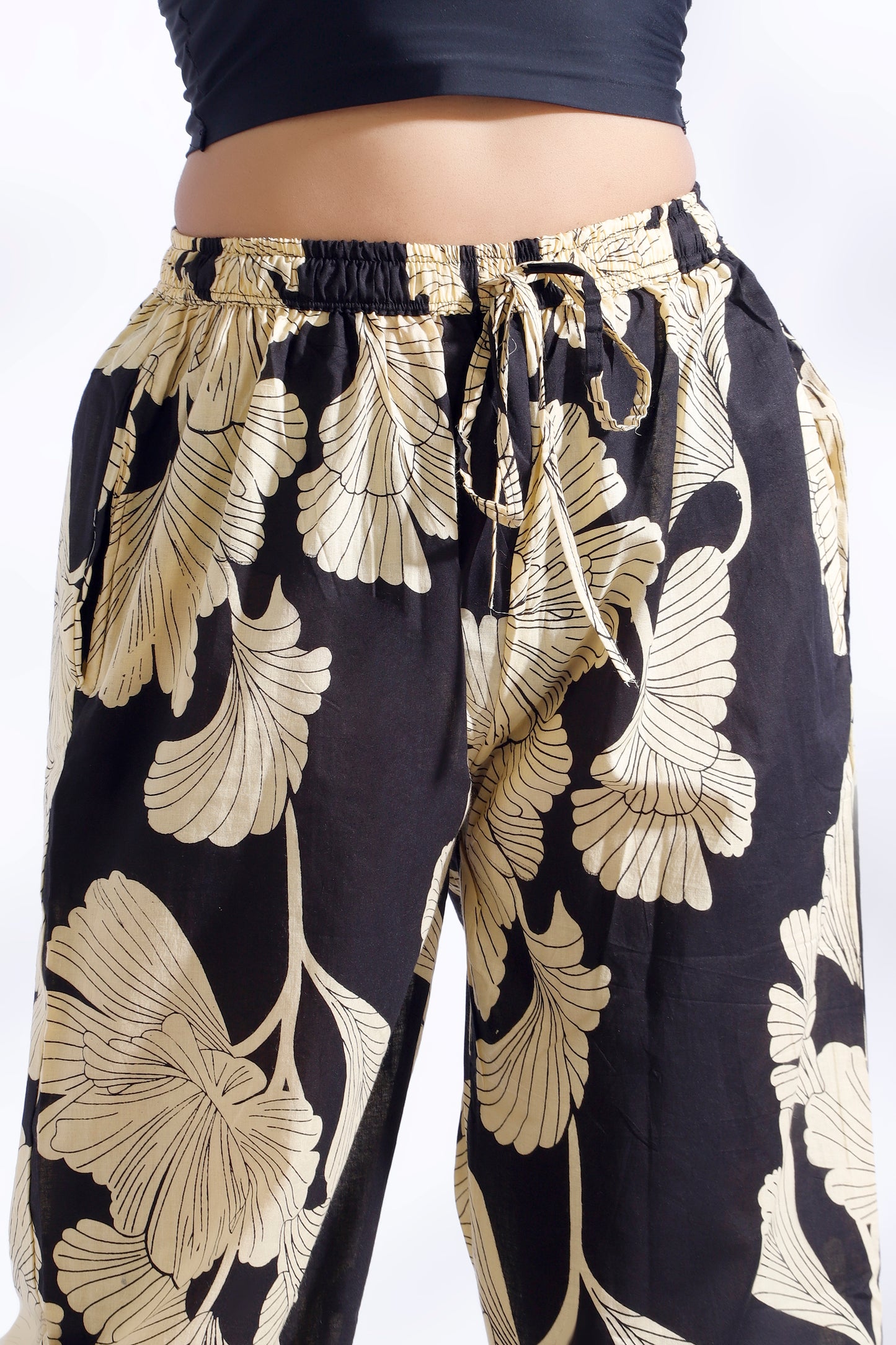 Black Floral  Cotton Loungewear Co-Ord Set