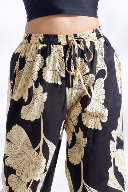 Black Floral  Cotton Loungewear Co-Ord Set