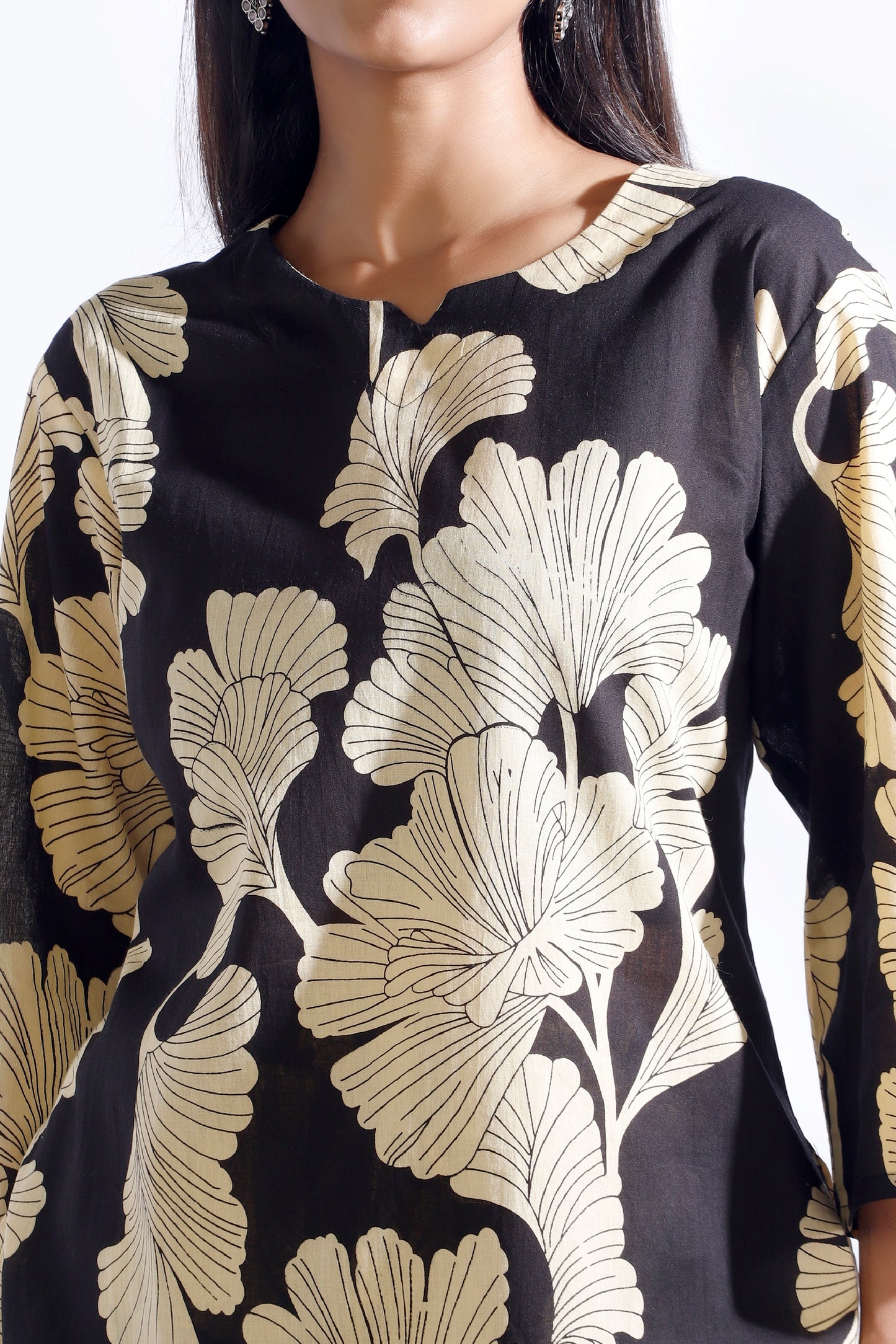 Black Floral  Cotton Loungewear Co-Ord Set