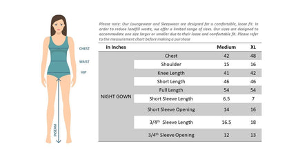 Cotton Nightdress - BREATHABLES Size chart 