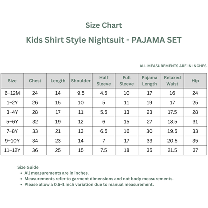 Kids Multicolour Checks Cotton Nightsuit Co-ord Set for Boys and Girls