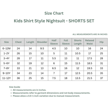 Kids Colourful Starfish Print Cotton Nightsuit Shorts Co-ord Set for Boys and Girls