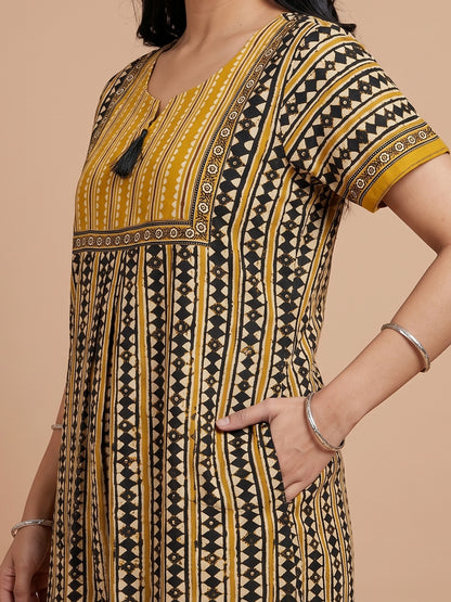 Women black yellow stripes nightgown nighty maternity maternity