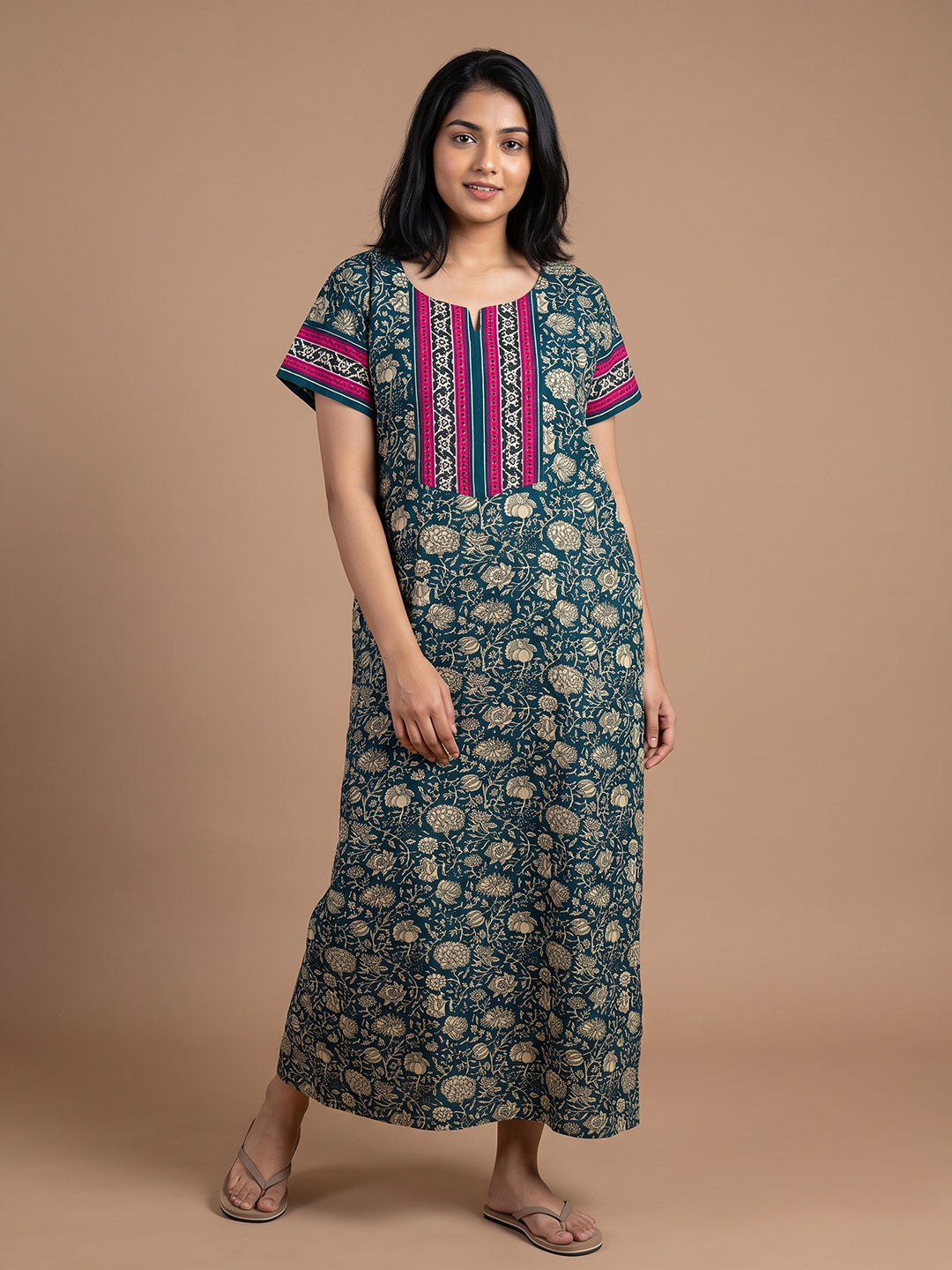 Women blue floral nightgown nighty maternity maternity