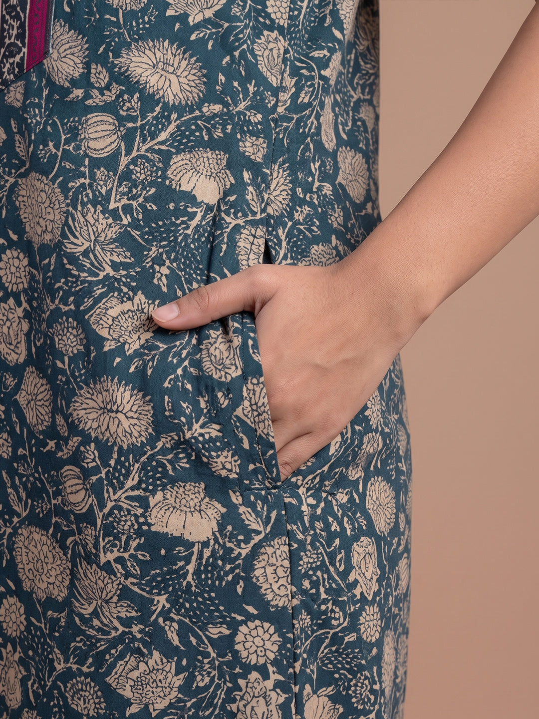 Women_blue_floral_nightgown_nighty_maternity_maternity_ pockets