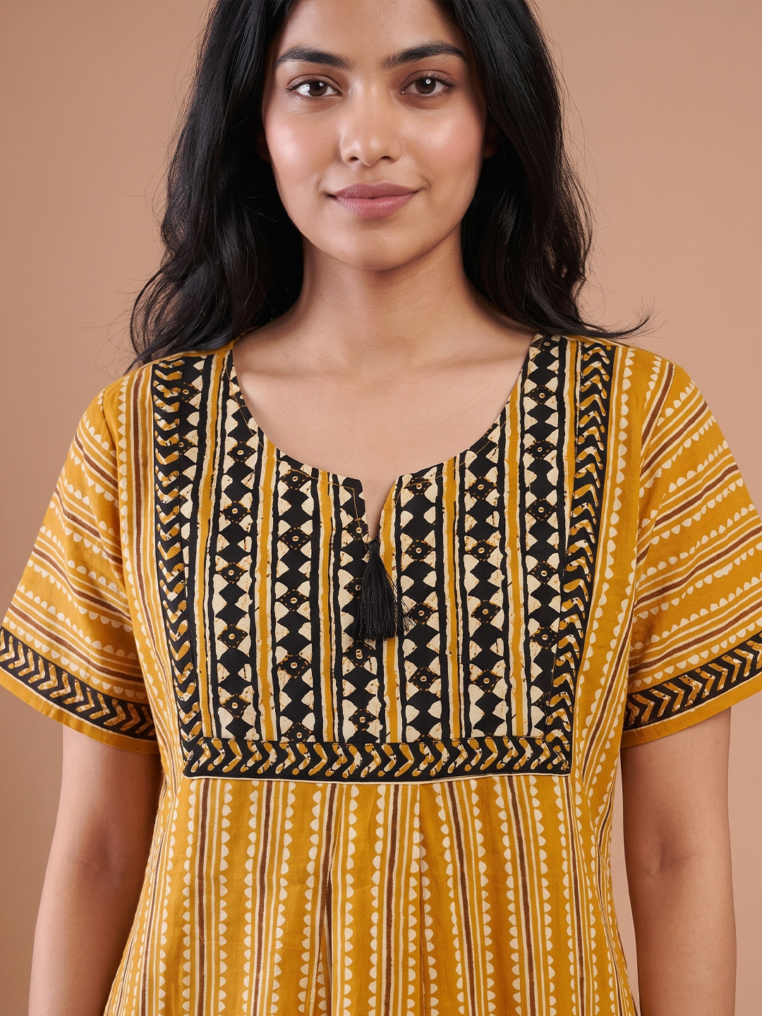 Women yellow stripes nightgown nighty maternity 