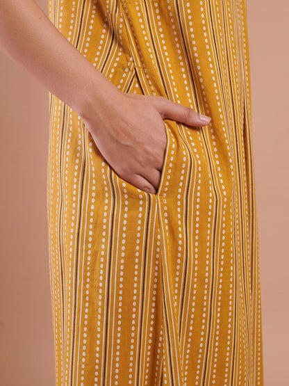 Women yellow stripes nightgown nighty maternity 
